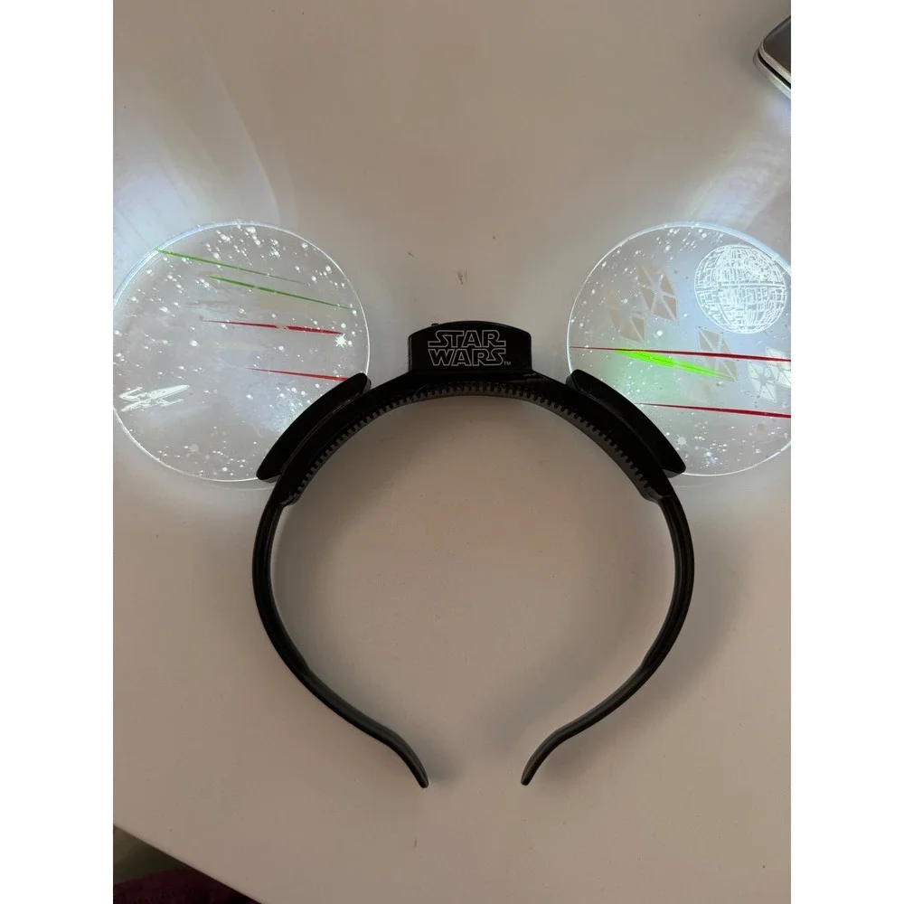 Disney Star Wars Light Up Mickey Ears Headband Galaxy's Edge Death Star X-Wing